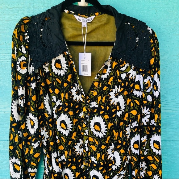 WALTER BAKER Luxembourg Bailee Midaxi Shirt Dress DAISY DARK FLORAL SIZE XL NWT - Picture 8 of 13